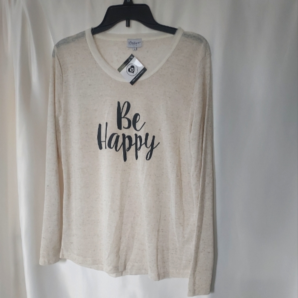 Be Happy by b. Boutique/ Cream Lightweight All Season Tee / Size L